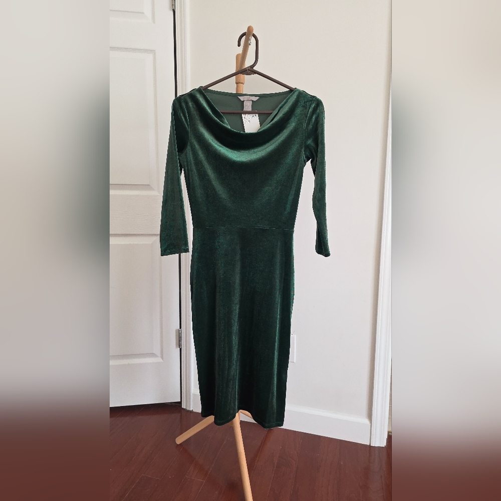H&M Dark Green Velvet Dress